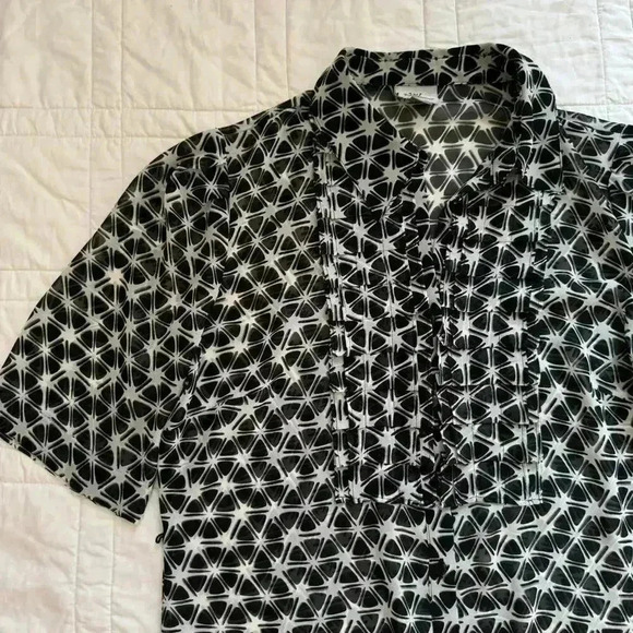 Y2K funky geometric  Black and white sheer chiffon Worthington women’s medium - Picture 6 of 8